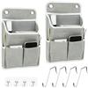 fuxunamz 2 Pezzi Portaoggetti da Appendere, Organizer da Appendere con Tasche, Porta Oggetti da Appendere in Tessuto Impermeabile con 8 Ganci Pieghevole per Camera, Cucina, Bagno, Dormitorio, Uffici (Grigio)