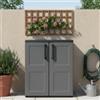 Dmora - Armadio da esterno Mol, Mobile balcone multiuso, Armadietto outdoor a 2 ante, 100% Made in Italy, 68x37h84 cm, Finitura quadri, Grigio e Nero
