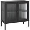 Generico Credenza Nera 70x35x70 cm Vetro e Acciaio,Mobili,Armadietti e portaoggetti,Buffet e credenze,Nero,20.84 kg,353001