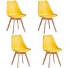 JZGORC Set di 4 Sedie da Pranzo Moderne, Sedie da Cucina con Cuscini Imbottiti e Gambe in Legno di Faggio, Adatte per Camera da Letto, Soggiorno, Sala da Pranzo, Cucina - Giallo