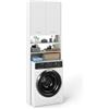 Songvas Mobile Lavatrice, Mobile Sopra Lavatrice WC, scaffale lavatrice con 2 Ante e Ripiani Aperti, Mobiletto Bagno Salvaspazio, per Lavanderia, Bagno, 179.5 x 64 x 30 cm, Bianco