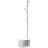 HOMCOM Panca con Appendiabiti da Ingresso Design 40x30x180cm Bianco Legno