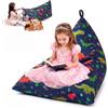 Hengrongshen Pouf per bambini, extra large, senza imbottitura, contenitore per animali di peluche, 2 in 1, grande capacità, pieghevole, per riporre giocattoli, tela di alta qualità, 250 l (dinosauro)