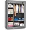 Generico Armadio in Tessuto Grigio 175 x 105 x 45 cm, Armadio Guardaroba con Barra Appendiabiti e Ripiani Laterali, Struttura in Metallo, Armadio Salvaspazio con Rivestimento Antipolvere per Camera