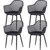 buybyroom Sedie Da Conferenza Set 4, Sedia Con Braccioli, Seduta PP, Gambe Metalliche, Con Braccioli, Pattini Regolabili In Altezza, Portata 120 Kg, Nero