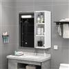 TUKAILAi Armadietto per bagno con specchio con luci LED, bianco, da montare a parete, 1 anta, con mensola portaoggetti a giorno, impermeabile, con ripiani