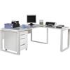 Composad | Scrivania Angolare e Cassettiera con 3 Cassetti e Serratura della Linea DISEGNO, Set di 2 Mobili per Ufficio, (LxAxP) 170x74,50x80+90 cm, Bianco Laccato, Made in Italy