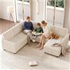 Rosebibi Divano letto angolare con funzione letto, a forma di U, allungabile, in velluto a coste, chaise longue con vano portaoggetti, beige, 220 x 274 x 85 cm