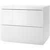 Composad | Comodino della Linea PRIVILEGIO con 2 Cassetti senza Maniglie, Comodino bianco, Comodino Camera Da Letto, Dimensioni (LxAxP) 55x41x44 cm, Bianco Laccato, Made in Italy