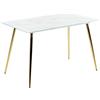 Beliani Tavolo da pranzo in vetro temperato bianco dorato 120 x 70 cm effetto marmo