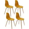 Toilinux.com Set di 4 sedie scandinave Phenix in polipropilene e metallo, colore: Giallo senape