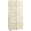 MA MAISON Armadio in Plastica 79 x 43 x 164 cm con 4 Moduli, Ripiani e Ante Traforate - Mobile Alto Decorativo Salvaspazio per Zona Living e Ingresso (Angora)