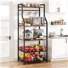 Salutmeuble Scaffale da cucina retrò - supporto per microonde e stazione caffè con 2 cestelli cablati e 8 ganci (5 livelli, marrone vintage)