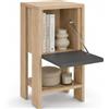 BAKAJI Mobiletto Armadietto Comodino in Legno MDF Ripiano Interno Chiusura ad Anta Tavolino Laterale Divano Mobile Arredamento Casa Ufficio Design Moderno Industriale 55x30x30 cm (Quercia e Antracite)