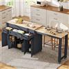Wyibwy mobile Isola da cucina 137-190.6cm,tavolo da pranzo estensibile con portaspezie e cassetti,tavolo da bar con zona pranzo allungabile,Credenza,Isola su ruote per sala da pranzo,Grigio