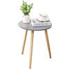 YOUDENOVA Tavolino Laterale Rotondo in Legno Ø42 × 52 cm, Grigio/Naturale