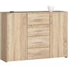 AKORD Cassettiera K45 con 4 cassetti e 2 ripiani con Ante | Mobiletti Ingresso Bagno | Armadio Cameretta | Comodino | B110 x H80 x P35 cm, peso 43 kg Rovere Sonoma