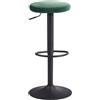 WOHNLING Sgabello da Bar Velluto Verde Senza Schienale, Regolabile 58-79 cm