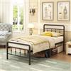 EMODA Letto in metallo 75 x 190 cm con testiera e pediera, Letto singolo alto 46 cm, Struttura robusta, Facile da montare, Silenzioso, Nero