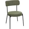 Beliani Set di 2 sedie da sala da pranzo senza braccioli in acciaio Boucle con gambe nere Verde Scuro
