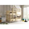 Interbeds Letto a castello Interbeds letto a soppalco 190x90cm in legno naturale massello 2 posti con protezione anticaduta con rete a doghe struttura del letto separabile in 2 letti singoli senza materasso (19