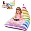 Hengrongshen Pouf per bambini, extra large, senza imbottitura, contenitore 2 in 1, grande capacità, pieghevole, tela di alta qualità (strisce colorate)
