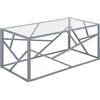 Beliani Tavolino Rettangolare Vetro Struttura Metallo Argento Lucido 50 x 100 cm
