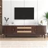 BLUON HOME Mobile TV in legno naturale con ante e cassetti.