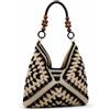 LLELEMAMO Borsa in Paglia Donna, Borsa a Spalla Bohémien Intrecciata Grande Capacità, Borsa Mare Leggera Fatta a Mano per Vacanze, Viaggi, Shopping e Outfit Estivi (Black)