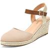 PIZZ ANNU Sandali Donna con Zeppa Espadrillas Estivi Platform Scarpe con Tacco Plateau Sandalo con Punta Chiusa Comodi Eleganti Nudo EU 37