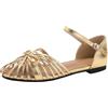 Generic Sandali da donna piatti con cinturino a punta aperta con decorazioni, diversi colori disponibili, sandali con tacco basso per le donne, Oro, 40.5 EU
