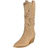 Toocool Stivali Texani al Ginocchio Estivi e Autunnali con Ricami e Intagli Traforati Punta Allungata Stile Boho Chic Country G720 [G718 KAKI, 38]