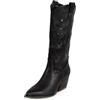 Toocool Stivali Texani al Ginocchio Estivi e Autunnali con Ricami e Intagli Traforati Punta Allungata Stile Boho Chic Country G720