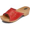 BeComfy Zoccoli da Donna in Legno Scarpe in Legno Pelle Muli con Tacco Sandali Estivi 35-41 EU (Rosso, Sistema Taglie Calzature EU, Adulto, Numero, Media, 36)