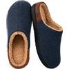 LongBay Pantofole da uomo in lana calda in memory foam con morbida fodera in sherpa, per interni ed esterni