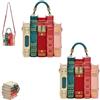 Fokayo Borsa vintage con libri impilati, borsa a tracolla a forma di libro, regali per gli amanti dei libri, ragazze e donne (2Pcs)