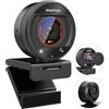 Galyimage Webcam per PC 4K, messa a fuoco automatica PDAF, 1080p a 60fps, doppio microfono con cancellazione del rumore, zoom digitale 8X FOV 73°, copertura della privacy, telecamera Web plug&play per