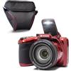 KODAK Pixpro Astro Zoom AZ405 + custodia protettiva - Fotocamera digitale Bridge, Zoom X40, grandangolare 24 mm, 20 Megapixel, LCD 3, video Full HD 1080p, OIS, batteria AA - Rosso