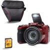 KODAK Pixpro AZ425 - Fotocamera Bridge da 20 MP con zoom ottico 42x + custodia protettiva + scheda SD da 32 GB - video Full HD 1080p, grandangolo 24 mm, stabilizzatore, schermo LCD da 3 - rosso
