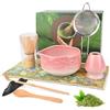 Vankarr 8 Pezzi Matcha Kit,Macha Tea Kit,Matcha Set Rosa,Kit Matcha con Matcha Whisk,Ciotola Matcha,Supporto Chasen,Setaccio,Tappeto ecc.,per Gli Amanti Della Cultura del Matcha