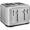 KitchenAid Tostapane 4 Fette, Slot Larghi per Pane Artigianale e Bagel, Controlli Indipendenti Doppi, 7 Livelli di Doratura, Funzioni Bagel/Scongela/Riscalda/Prolunga, Leva Alta, Acciaio Inossidabile