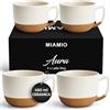 MIAMIO - Set 4 tazze in ceramica (450 ml) - Aura (Bianco) | Grandi tazze in ceramica per cappuccino, tè e latte macchiato, set di tazze da caffè, lavabile in lavastoviglie