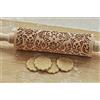 AvviKro Mattarello di Natale in rilievo con motivo goffrato in legno, mattarello decorativo per dolci (pianta di fiori), 35*5CM