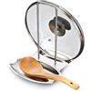XZHOUSE Poggiamestolo e coperchio in acciaio inox 304, supporto per coperchio della pentola durante la cottura, poggia cucchiaio con supporto per coperchio, utensile decorativo per cucina, supporto per