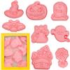 TSLBW 8 Pezzi Formine Biscotti Halloween Stampi Biscotti 3D Plastica Timbro per Biscotti Set Halloween Tagliabiscotti Halloween Biscotti Forme Pipistrello Spettro Castello Zucca Lapide DIY Cottura Decoro