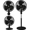 MICHELE SOGARI Ventilatore 3 in 1 da 55W Griglia a rete Base rotonda in Plastica 3 Velocità Colore Nero