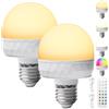 GAOUTO 2 lampadine ricaricabili con telecomando, lampadine a LED, dimmerabili E27, con telecomando e magnete, lampade ricaricabili USB-C, lampadine per illuminazione di emergenza, luce notturna