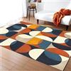 Generic Tappeto Da Soggiorno, Tappeto Moderno Con Pannelli Blu Navy Arancione-Beige 3D, Tappeto Da Camera Da Letto Per La Casa In Morbida Flanella Memory Foam, 140 X 200 Cm / 55,1 X 78,7 Pollici