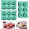 Firavggu 3 Mini Stampini in Silicone per Ciambelle 6 Formine - Antiaderente per Plumcake, Muffin, Dolcetti e Dessert (Vert/3pcs)