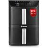 LEHMANN Friggitrice ad Aria Doppio Cestello 12 L, 2800 W, 10 Programmi & Regolazione Manuale 40-230°C, Schermo Touch, Rivestimento Antiaderente, Air Fryer XXL ideale per le Famiglie Numerose
